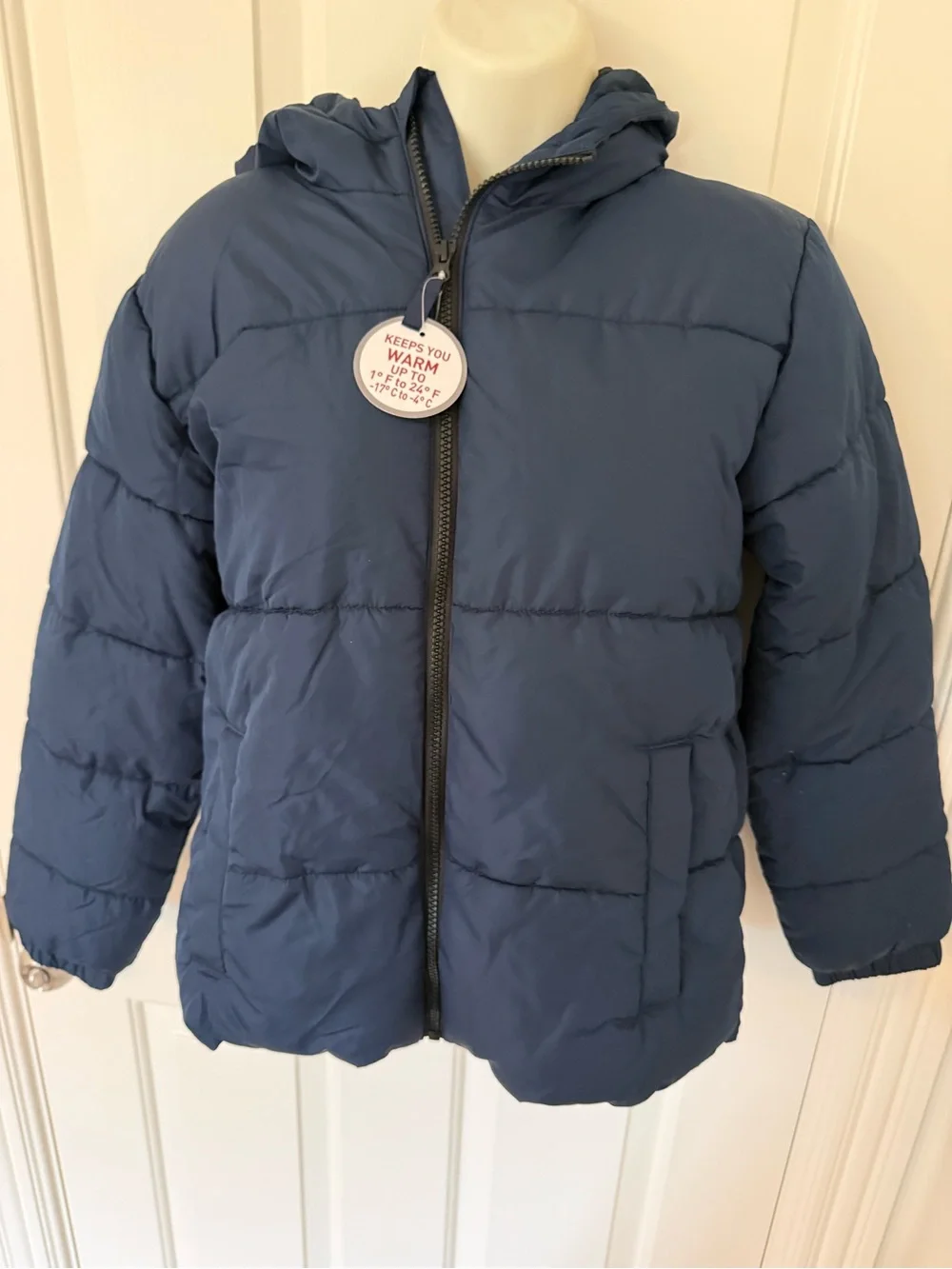 NWT Swiss Tech Navy Hooded Kids Puffer Jacket - Size 10-12